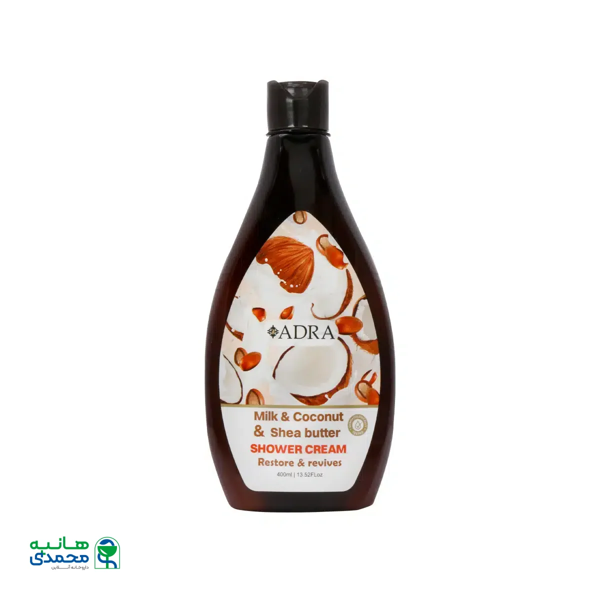 شامپو بدن کرمی نارگیل و شی باتر آدرا 400 میلی لیتر