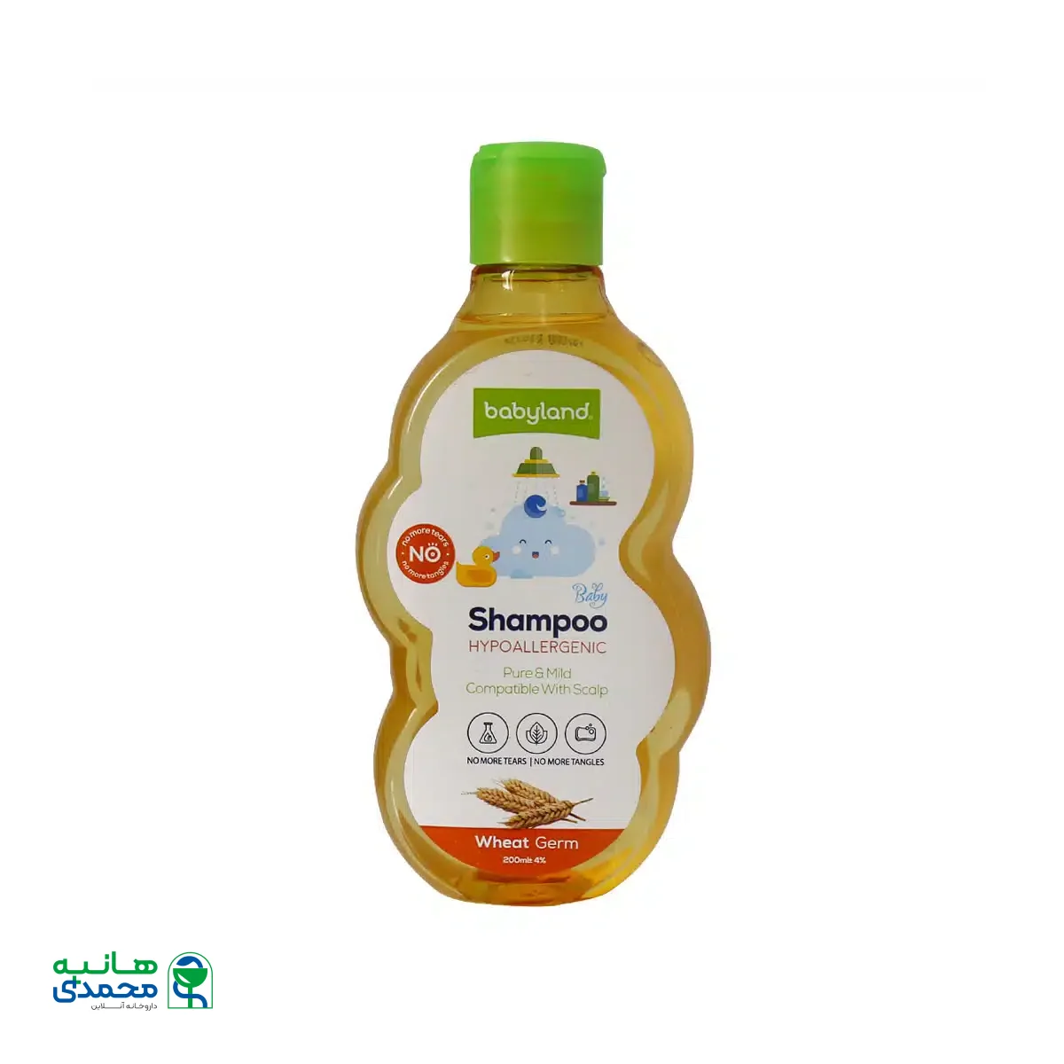 شامپو بچه حاوی پروتئین جوانه گندم بیبی لند 200 میلی لیتر
