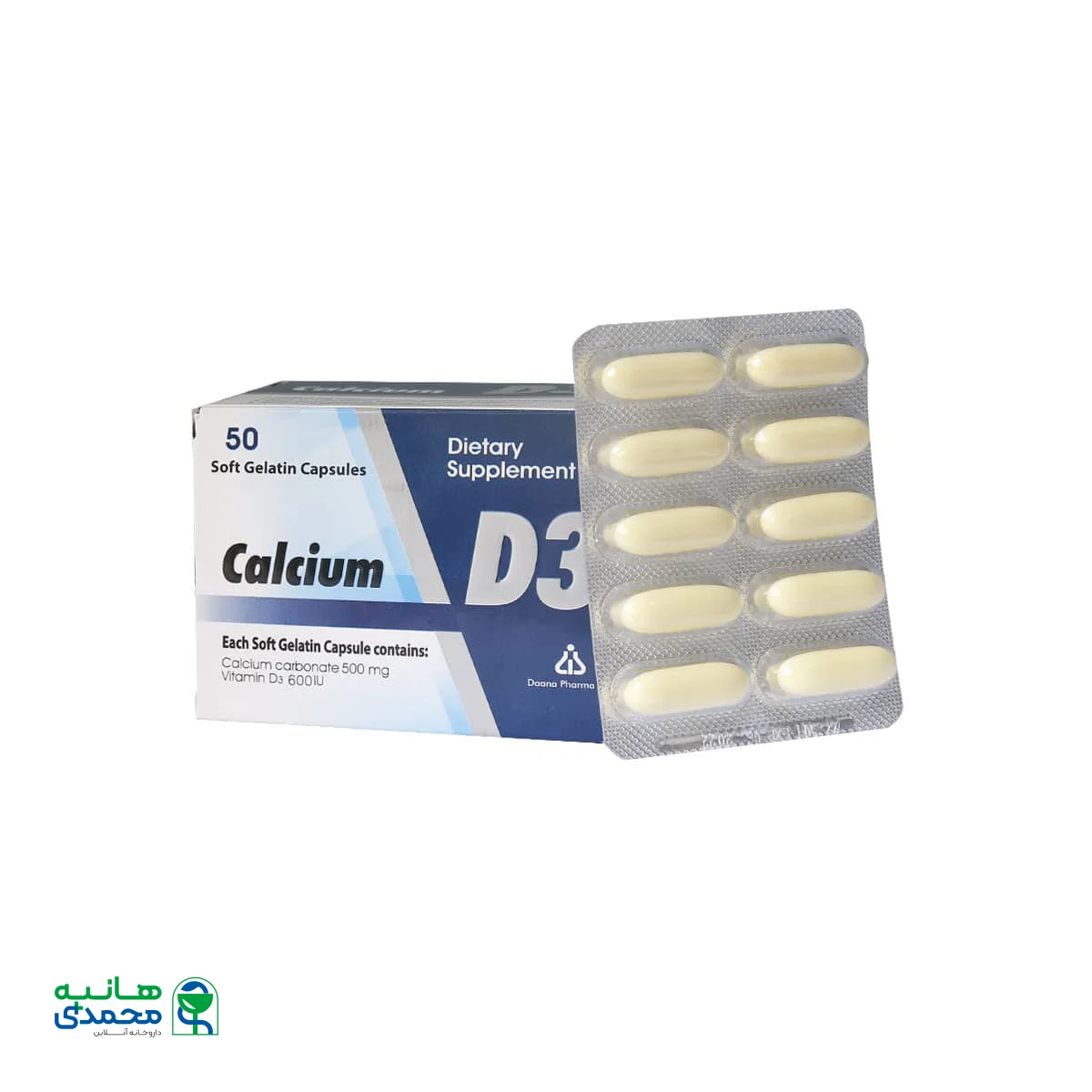 کپسول ژلاتینی نرم کلسیم و ویتامین D3 دانا فارما