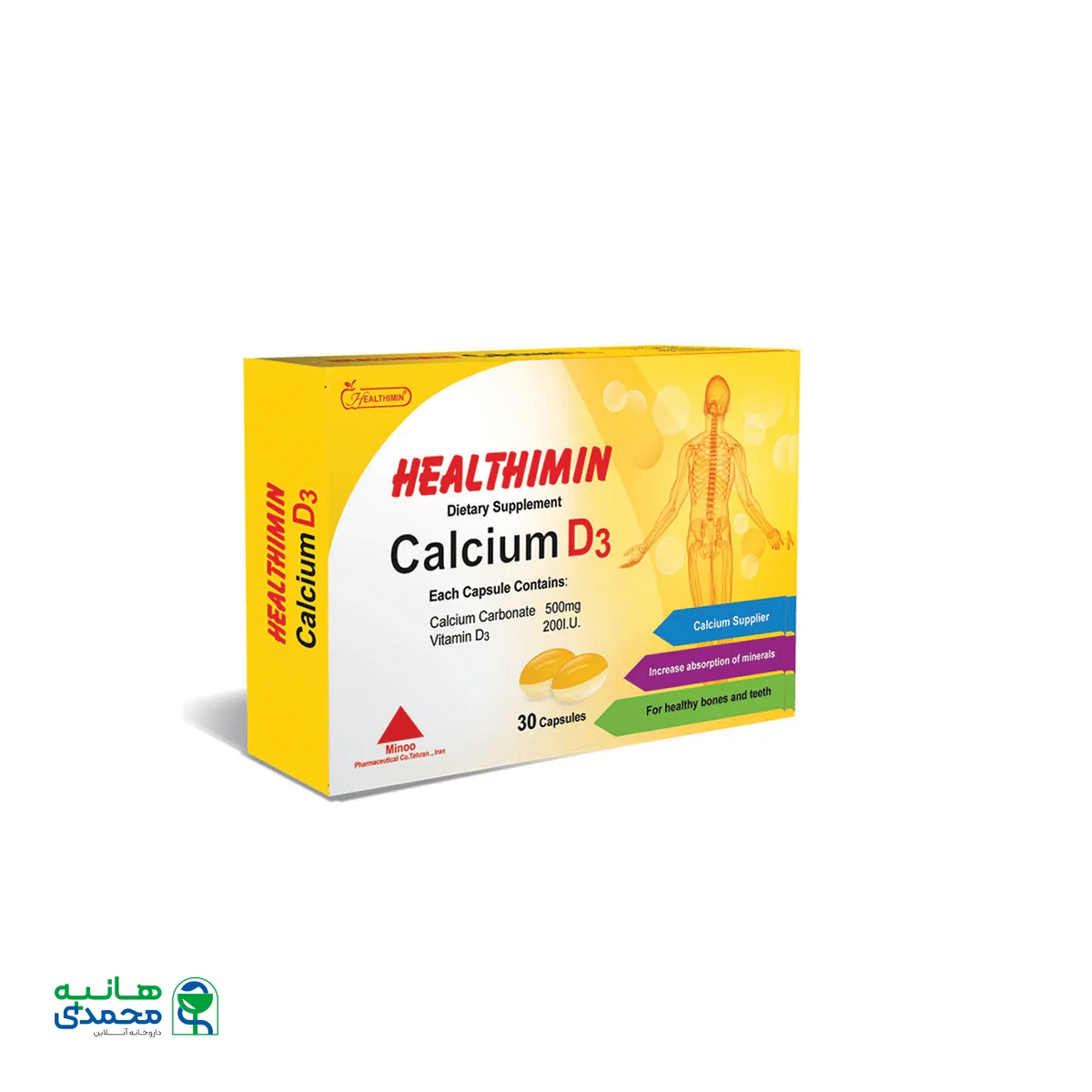 قرص کلسیم D3 هلثی مین شرکت داروسازی مینو 30 عدد