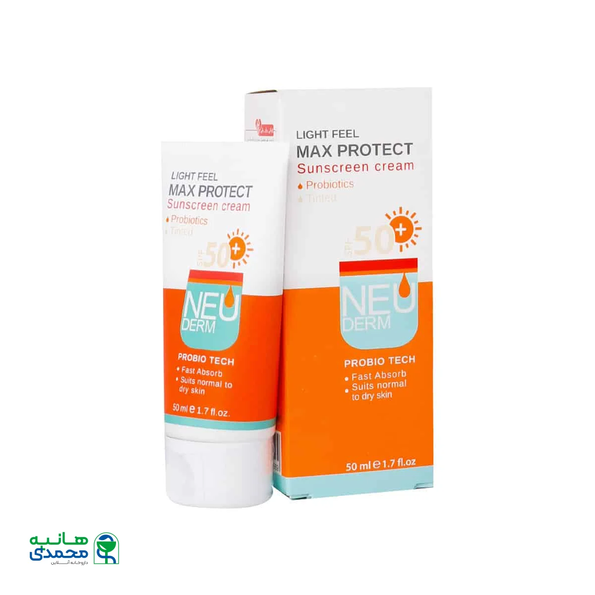 کرم ضد آفتاب مکس پروتکت SPF50 نئودرم مناسب پوست معمولی و خشک