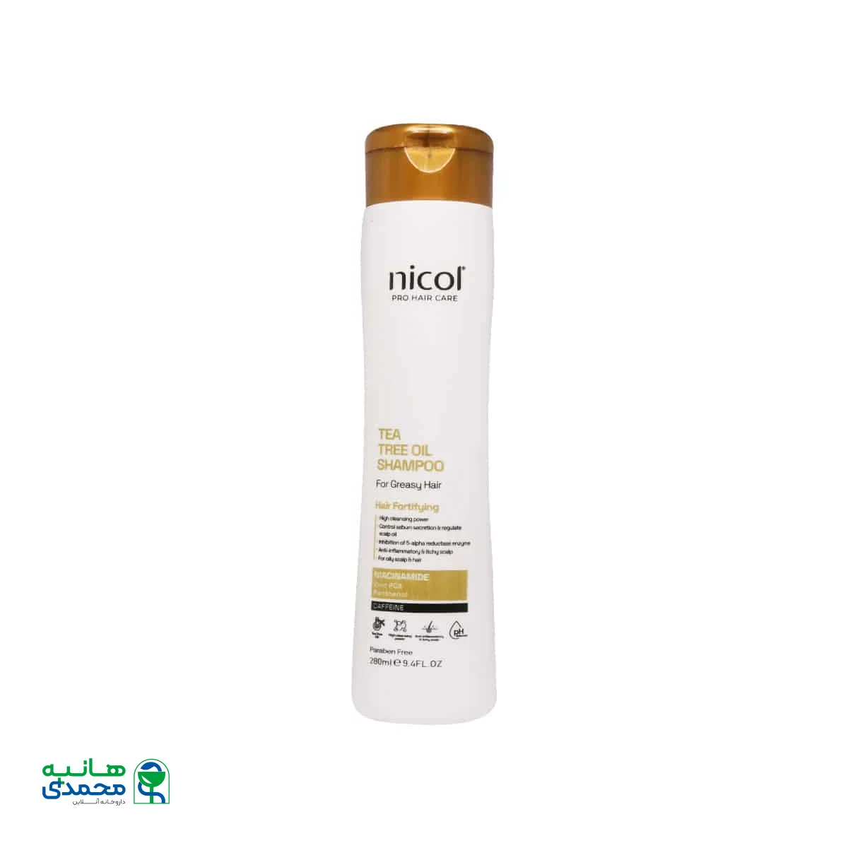 شامپو مناسب موهای چرب نیکول حاوی روغن درخت چای