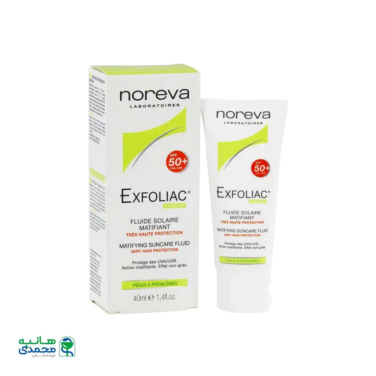 فلوئید ضد آفتاب اکسفولیاک نوروا SPF50 حجم ۴۰ میلی لیتر
