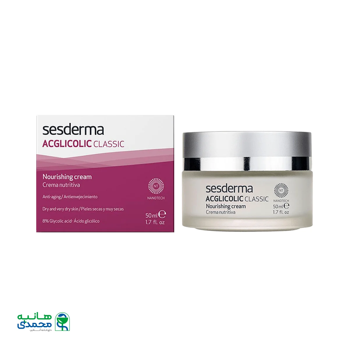 کرم مغذی ای سی گلیکولیک کلاسیک سسدرما مناسب پوست خشک و خیلی خشک ۵۰ میلی لیتر