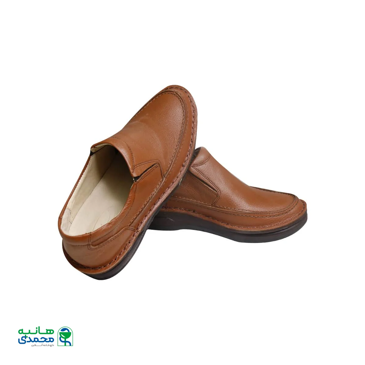 کفش طبی کاراملی مردانه شهرام طب مدل کلارک چرمی