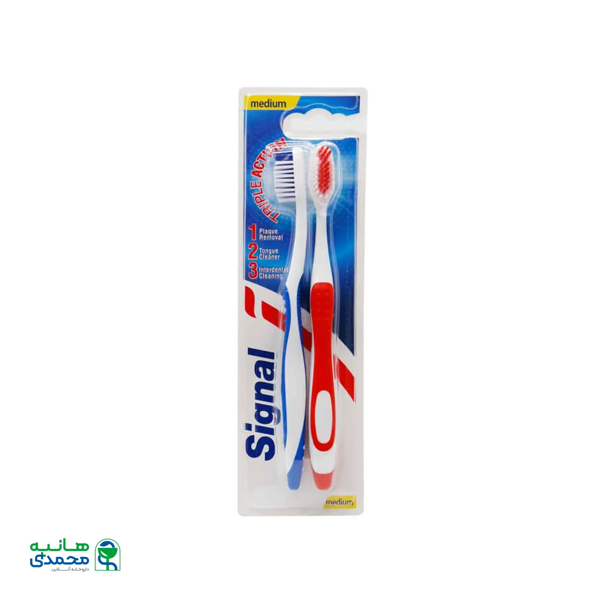 مسواک دوتایی مخصوص بزرگسالان سیگنال با عملکرد سه گانه و برس متوسط