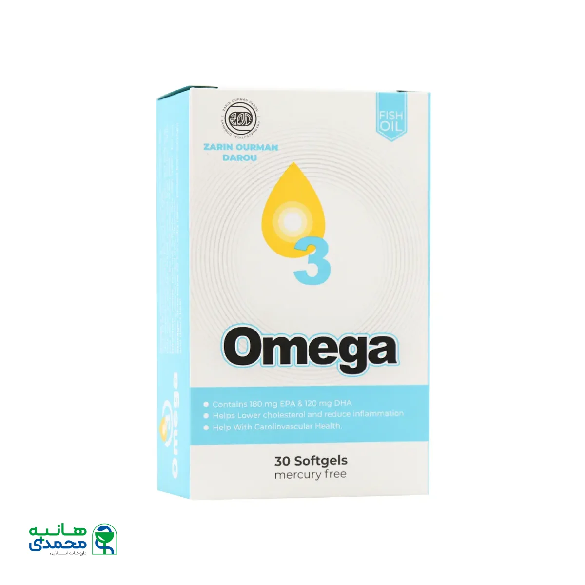 قیمت کپسول امگا 3 1000 میلی گرم زرین اورمان دارو
