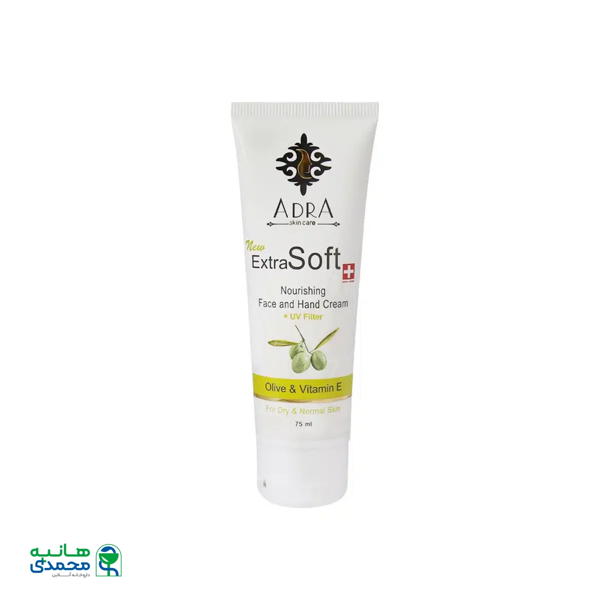 کرم تیوپی دست و صورت آدرا حاوی عصاره زیتون و روغن بادام شیرین 75 میلی لیتر