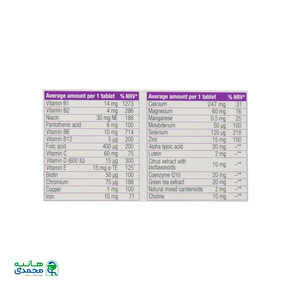 قرص مولتی ویت بالای 50 سال آپوویتال