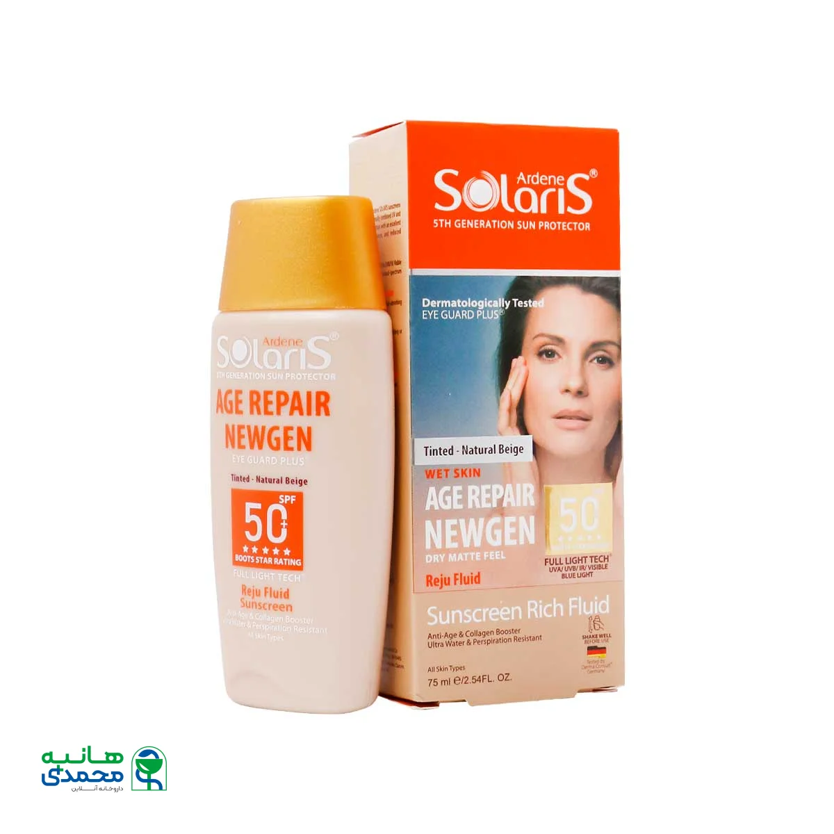 فلوئید رنگی ضد آفتاب و ضد چروک spf50 سولاریس آردن مدل ایج ریپیر نیوژن