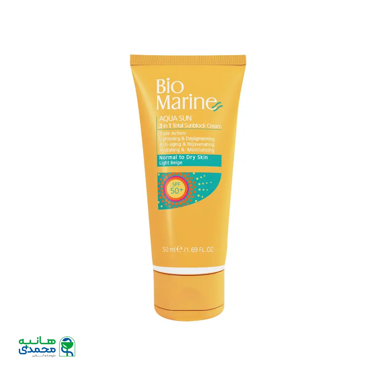کرم ضد آفتاب روشن کننده و ضد چروک SPF50 پوست خشک بایومارین 50 میلی لیتر