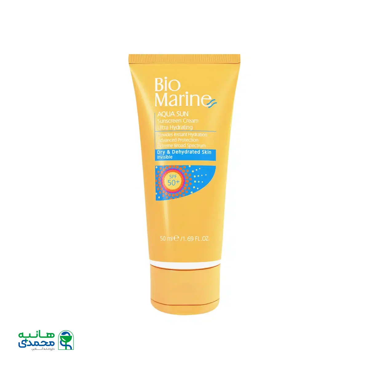 کرم ضد آفتاب رطوبت رسان SPF50 بایومارین مناسب پوست خشک 50 میلی لیتر