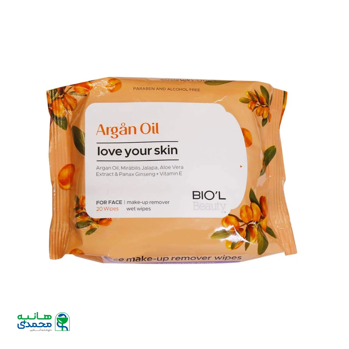 دستمال مرطوب پاک کننده آرایش روغن آرگان بیول