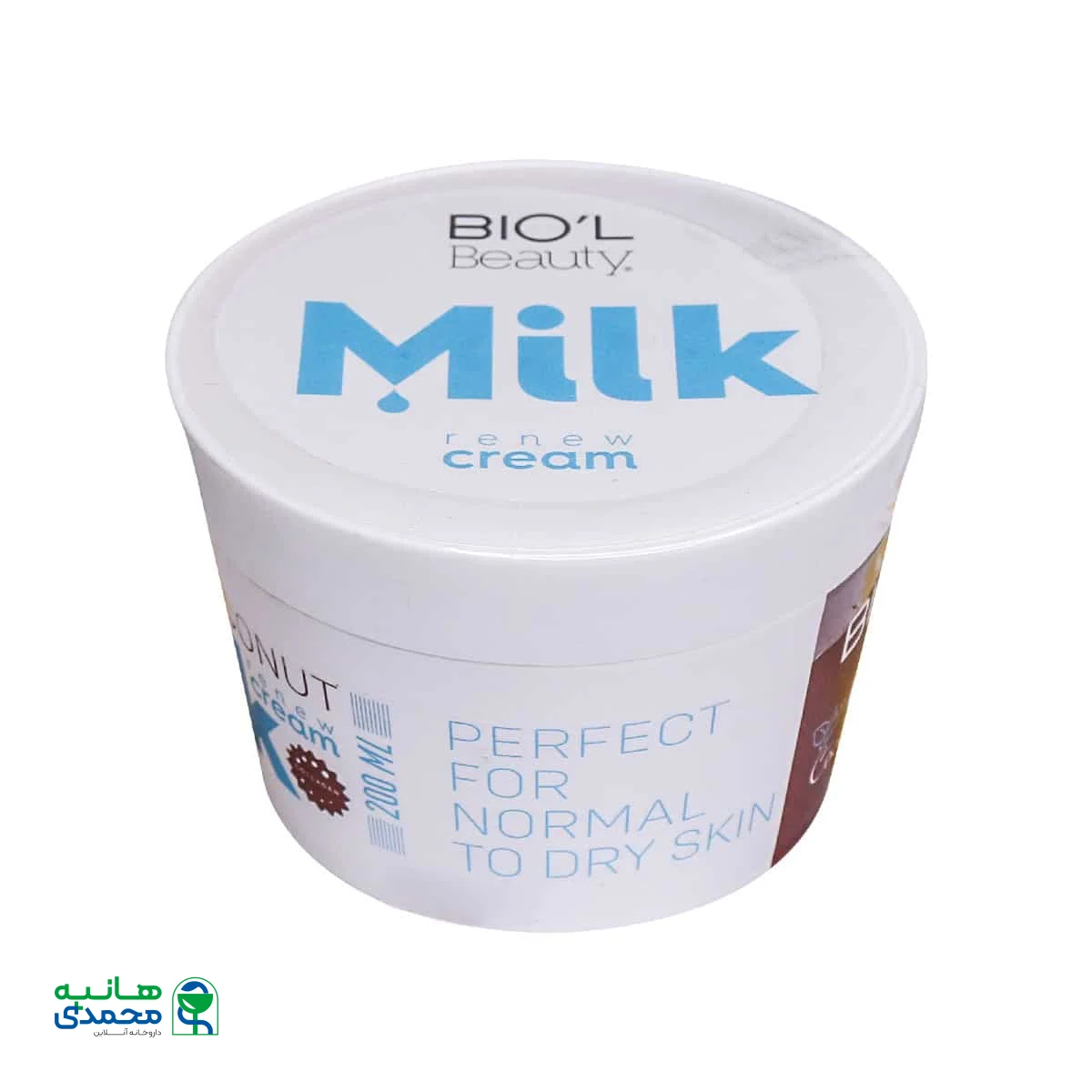 کرم نرم کننده پوست شیر و نارگیل بیول مناسب پوست نرمال تا خشک