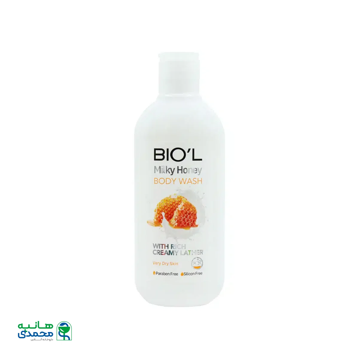 شامپو بدن کرمی شیر و عسل بیول مناسب پوست خیلی خشک 400 میلی لیتر