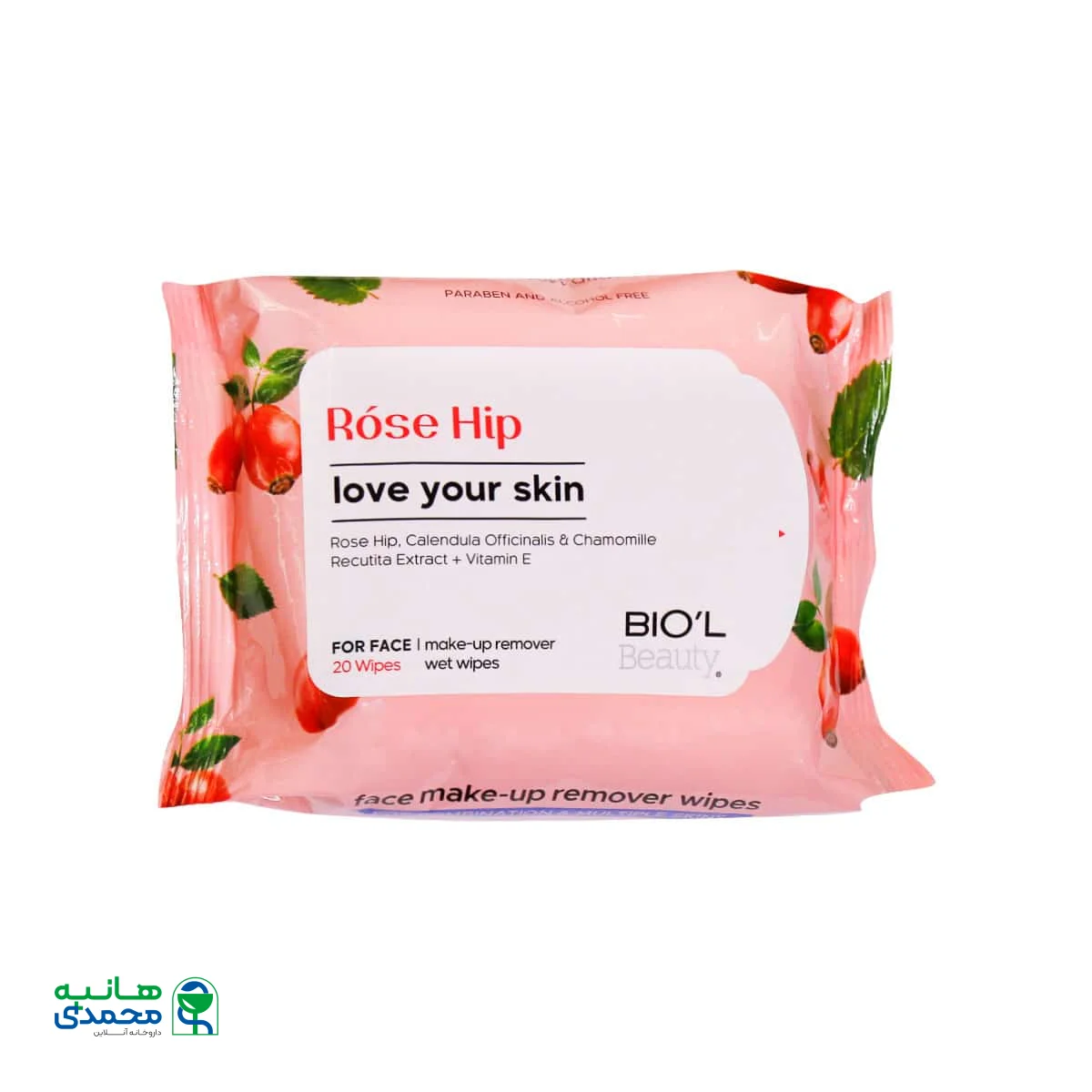 دستمال مرطوب پاک کننده آرایش صورت بیول مدل رزهیپ