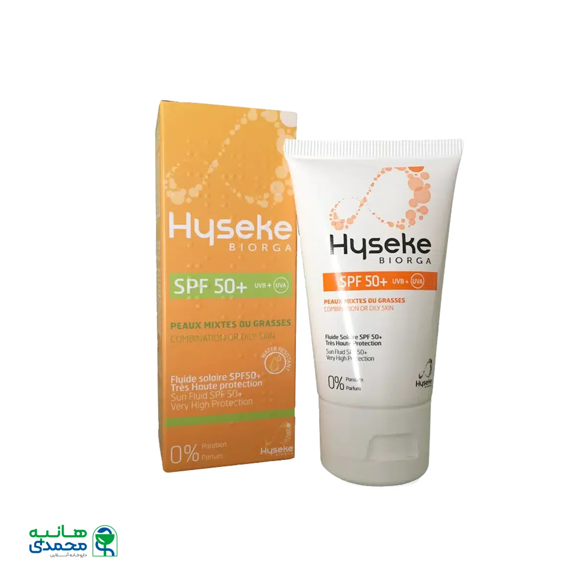 فلوئید ضد آفتاب هایسک بایورگا +SPF50 مناسب پوست چرب و مختلط ۴۰ میلی لیتر