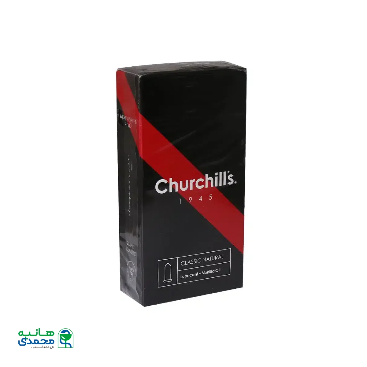 کاندوم با فرم بدنه ساده چرچیلز حاوی اسانس وانیل و روان کننده 12 عدد