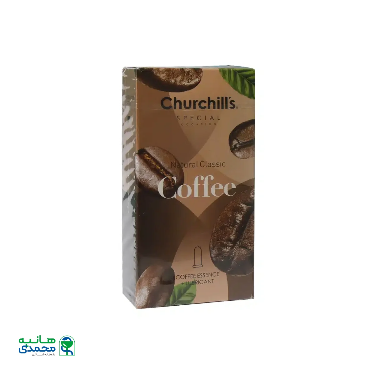 کاندوم با فرم بدنه ساده قهوه چرچیلز حاوی ژل روان کننده 12 عدد