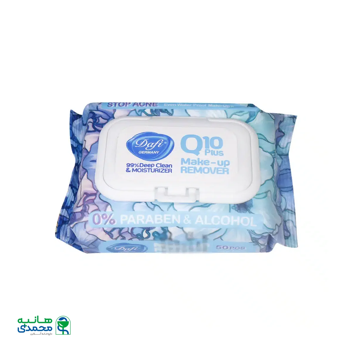 دستمال مرطوب پاک کننده آرایش دافی مدل Stop Acne بسته 50 عددی