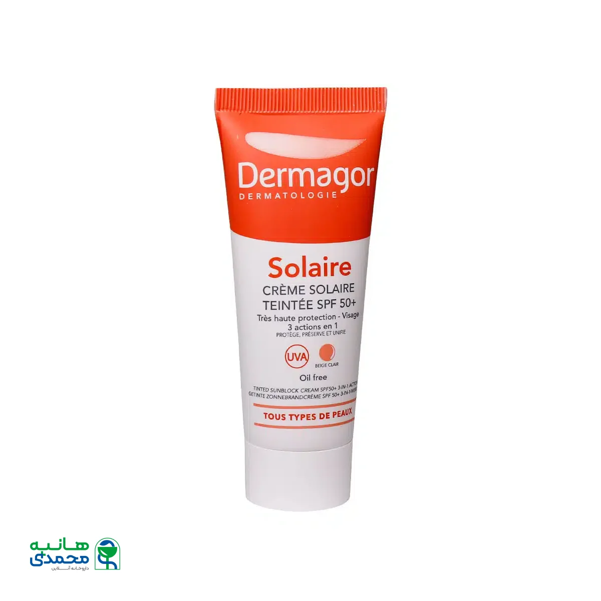کرم ضد آفتاب SPF50 رنگی فاقد چربی 3 در 1 درماگور