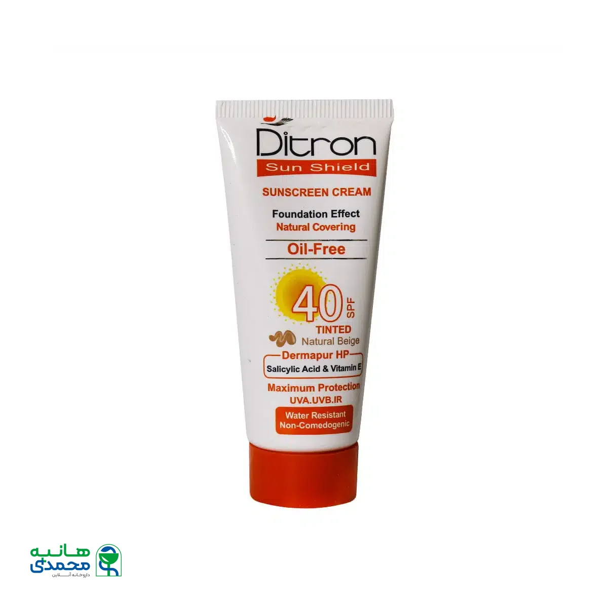 کرم ضد آفتاب رنگی SPF40 دیترون مناسب پوست چرب 40 میلی گرم