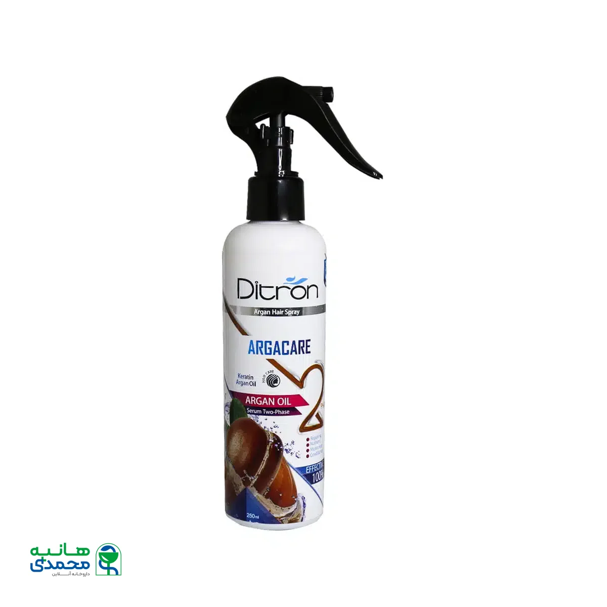 سرم دو فاز رطوبت رسان دیترون حاوی کراتین و روغن آرگان 250 میلی لیتر