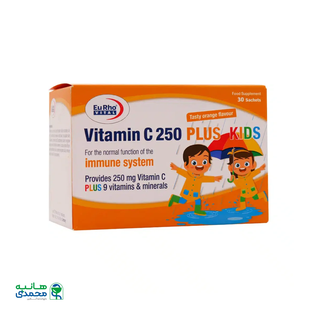 ساشه ویتامین C 250 میلی گرم پلاس کیدز یوروویتال 30 عدد