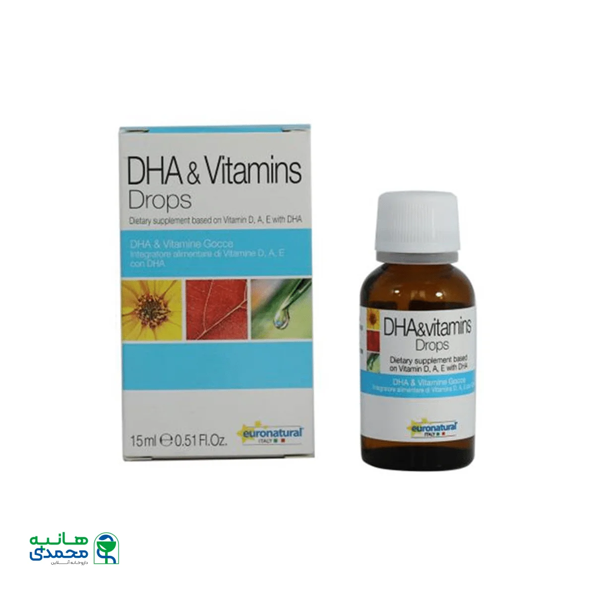 قطره دی اچ آ و ویتامین یورو نچرال ۱۵ میلی لیتر