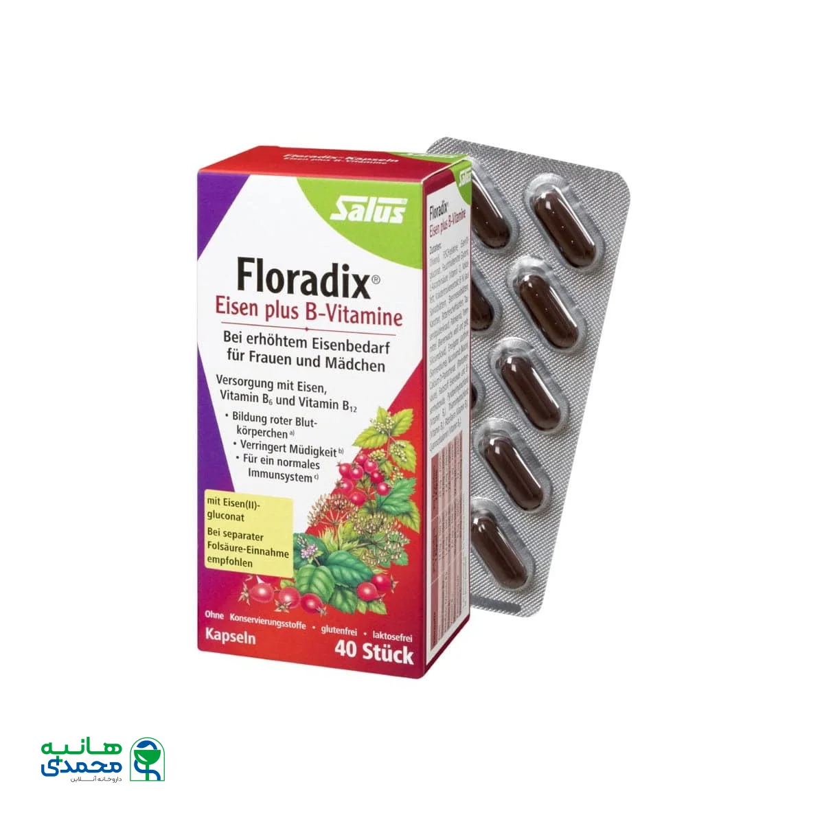 کپسول آهن و ویتامین ب فلورادیکس 40 عدد