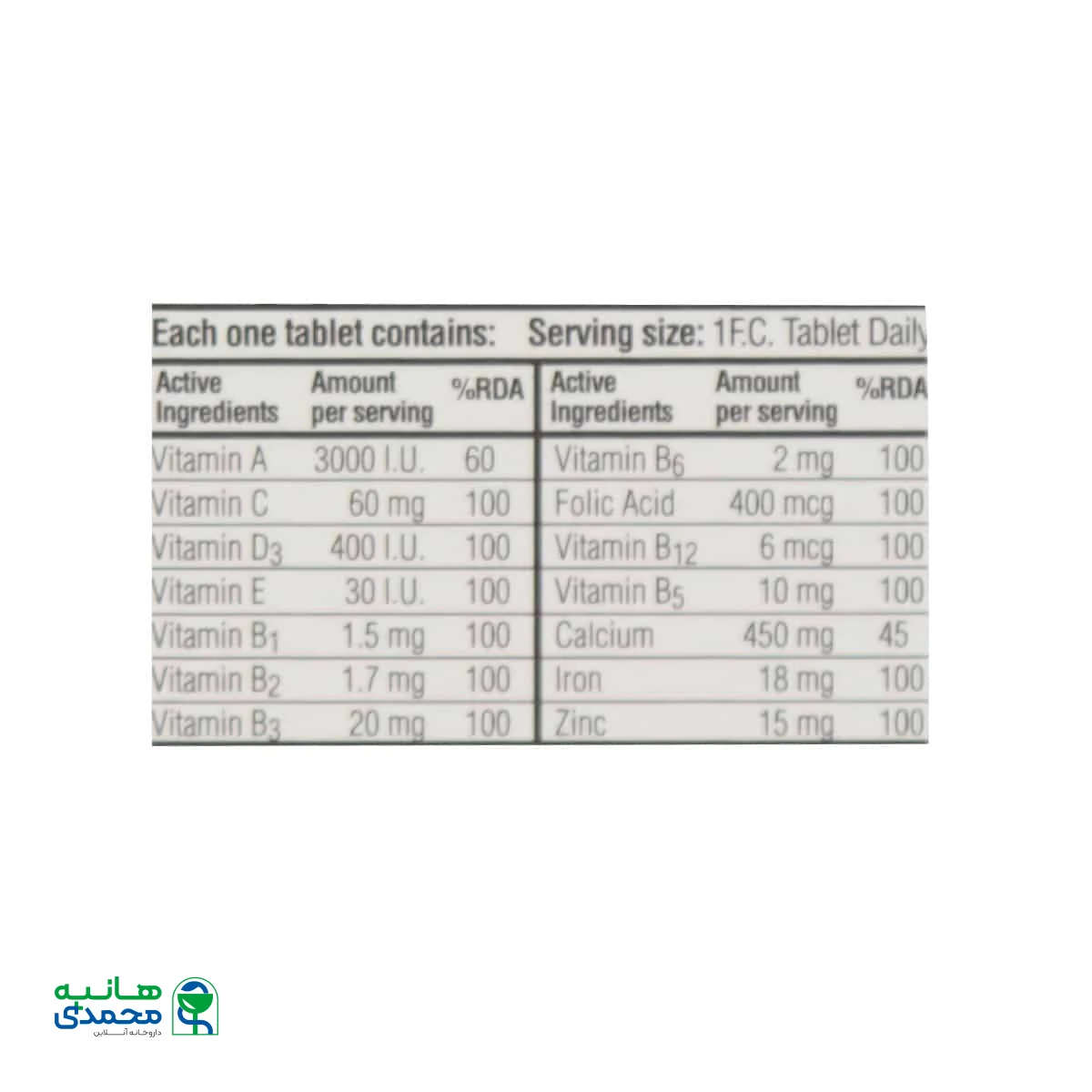 قرص روکش دار مولتی دیلی گلوک ویت