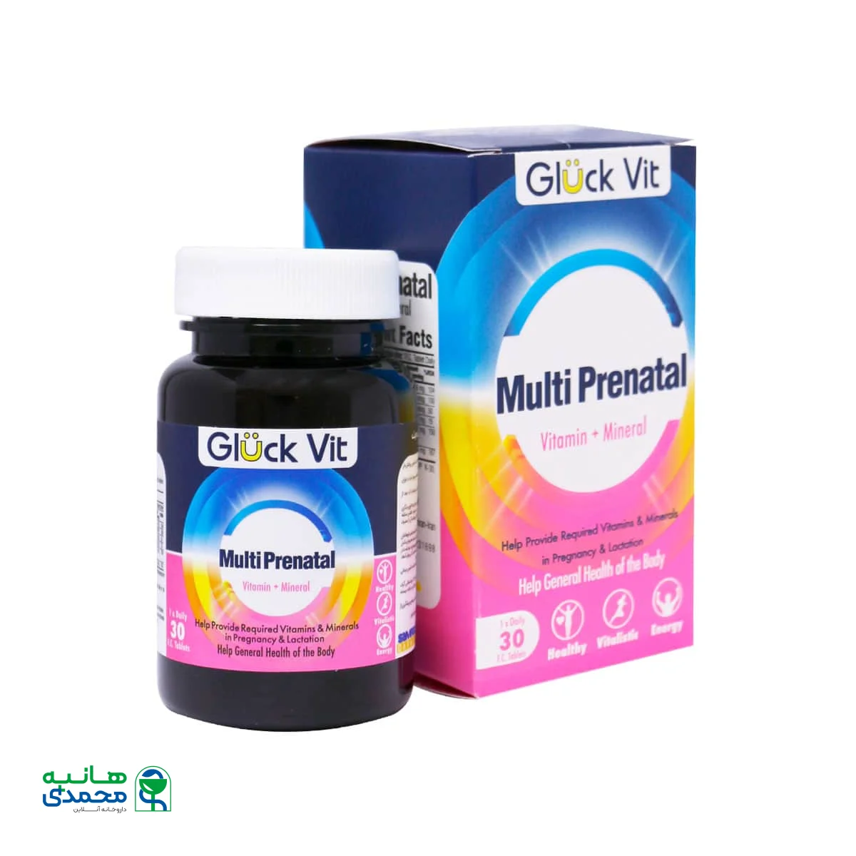 قرص روکش دار مولتی پریناتال گلوک ویت 30 عدد