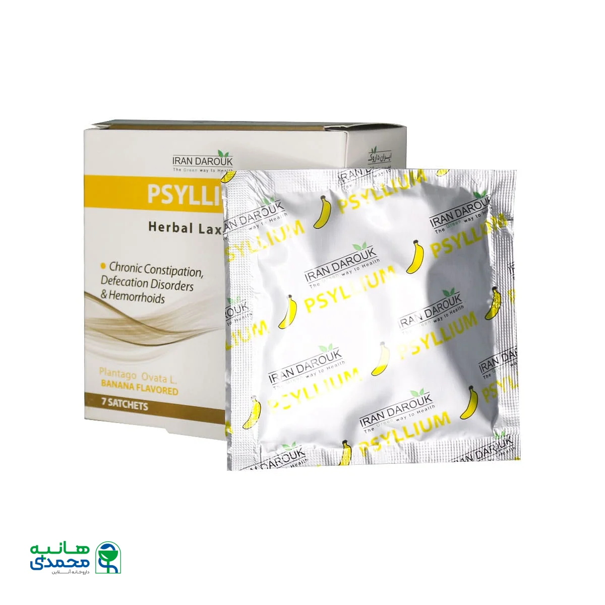 پودر دانه اسفرزه پسیلیوم ایران داروک 7 ساشه