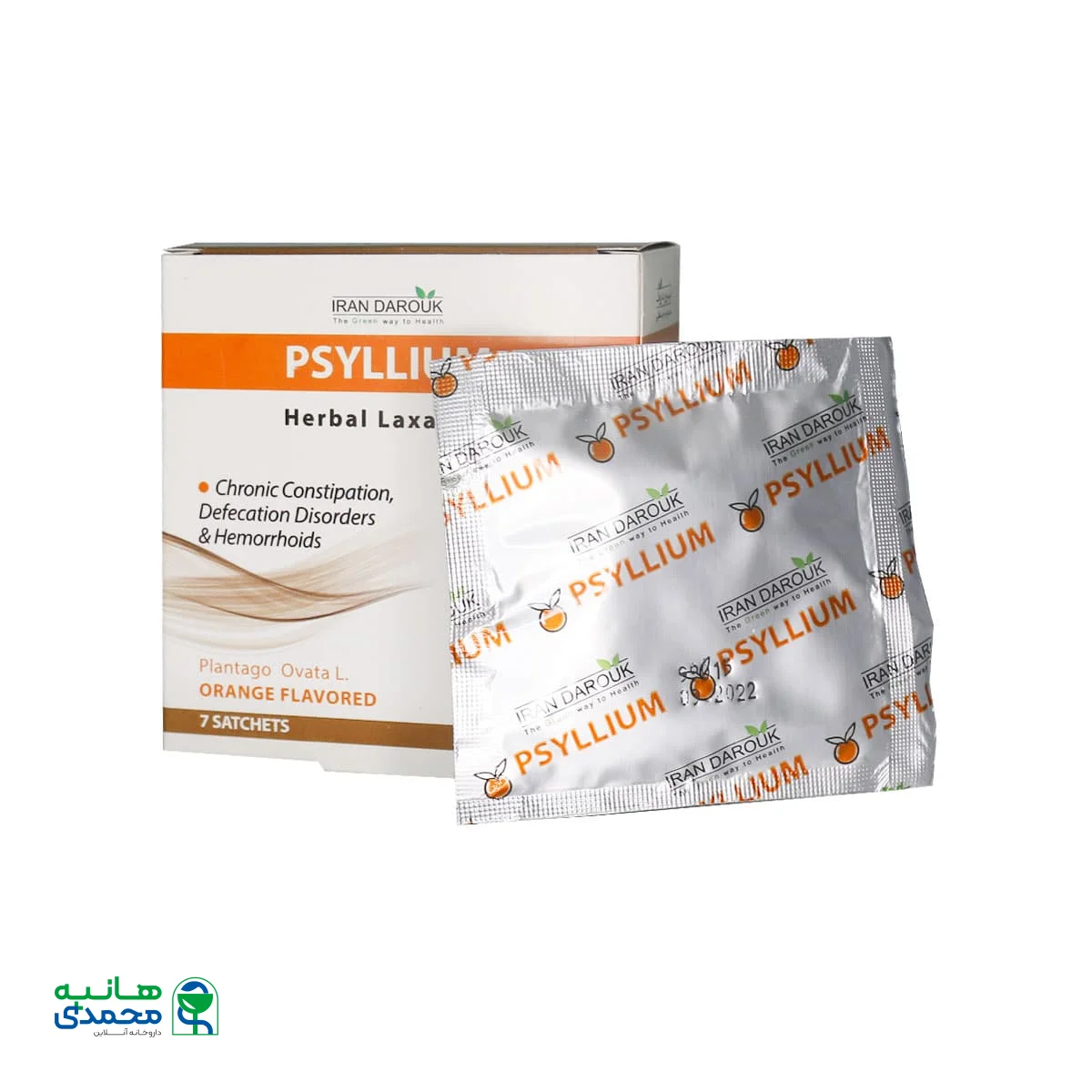 پودر دانه اسفرزه پسیلیوم ایران داروک 7 ساشه