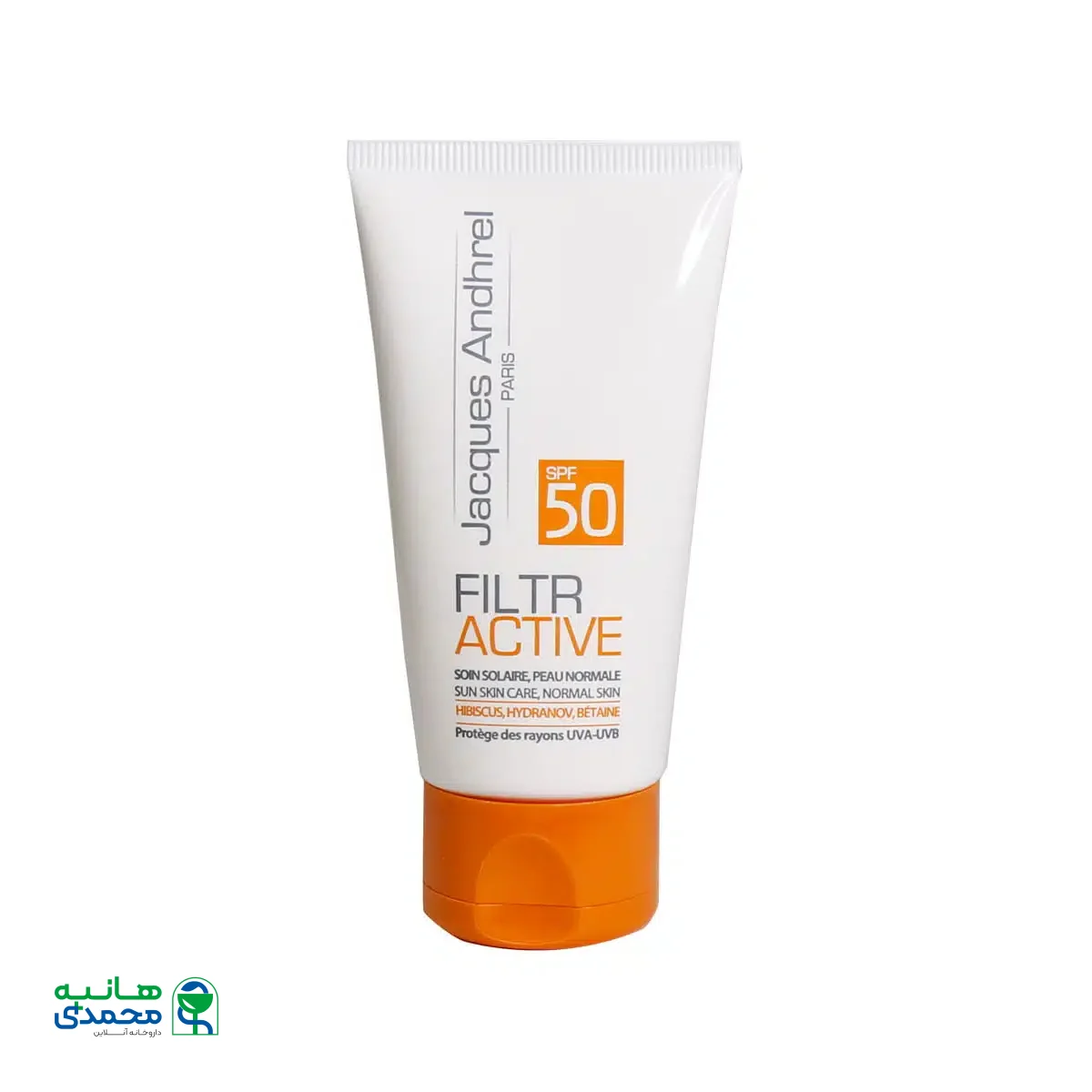کرم ضد آفتاب بی رنگ SPF50 ژاک آندرل پاریس مدل فیلتر اکتیو مناسب پوست معمولی 50 میلی لیتر