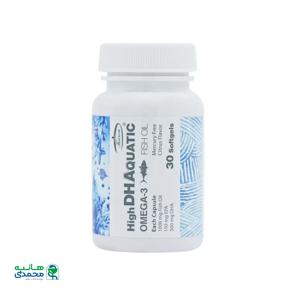 کپسول روغن ماهی حاوی DHA بالا آکواتیک کارن 30 عدد
