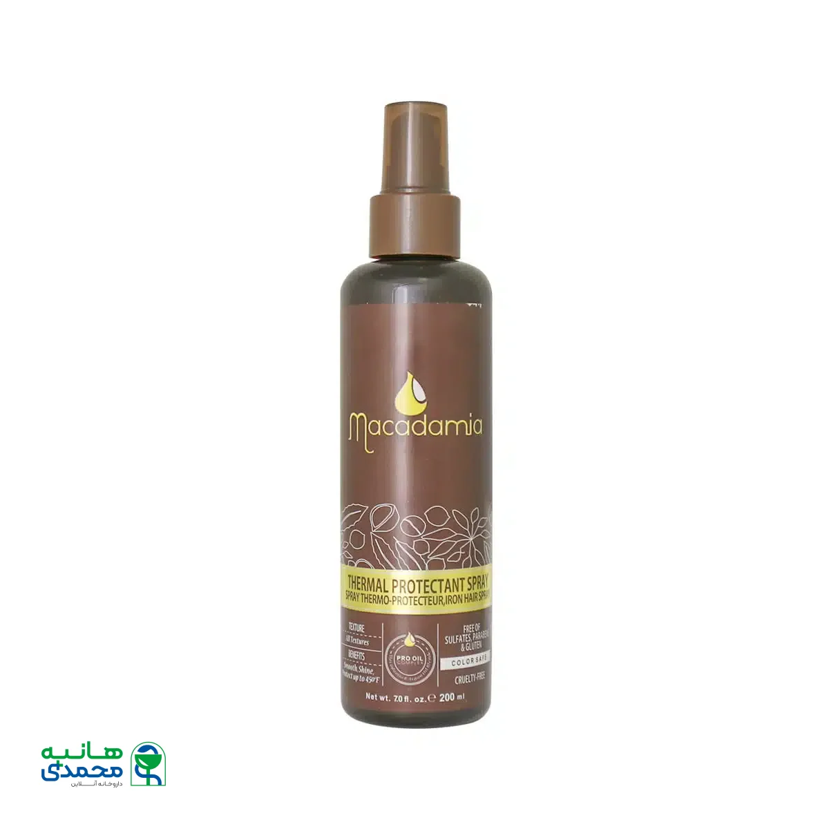 اسپری محافظ حرارتی بدون آبکشی ماکادامیا 200 میلی لیتر