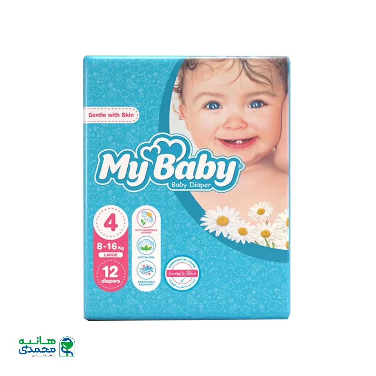 پوشک سایز 4 مای بیبی (8 تا 16 کیلوگرم) - 12 عدد