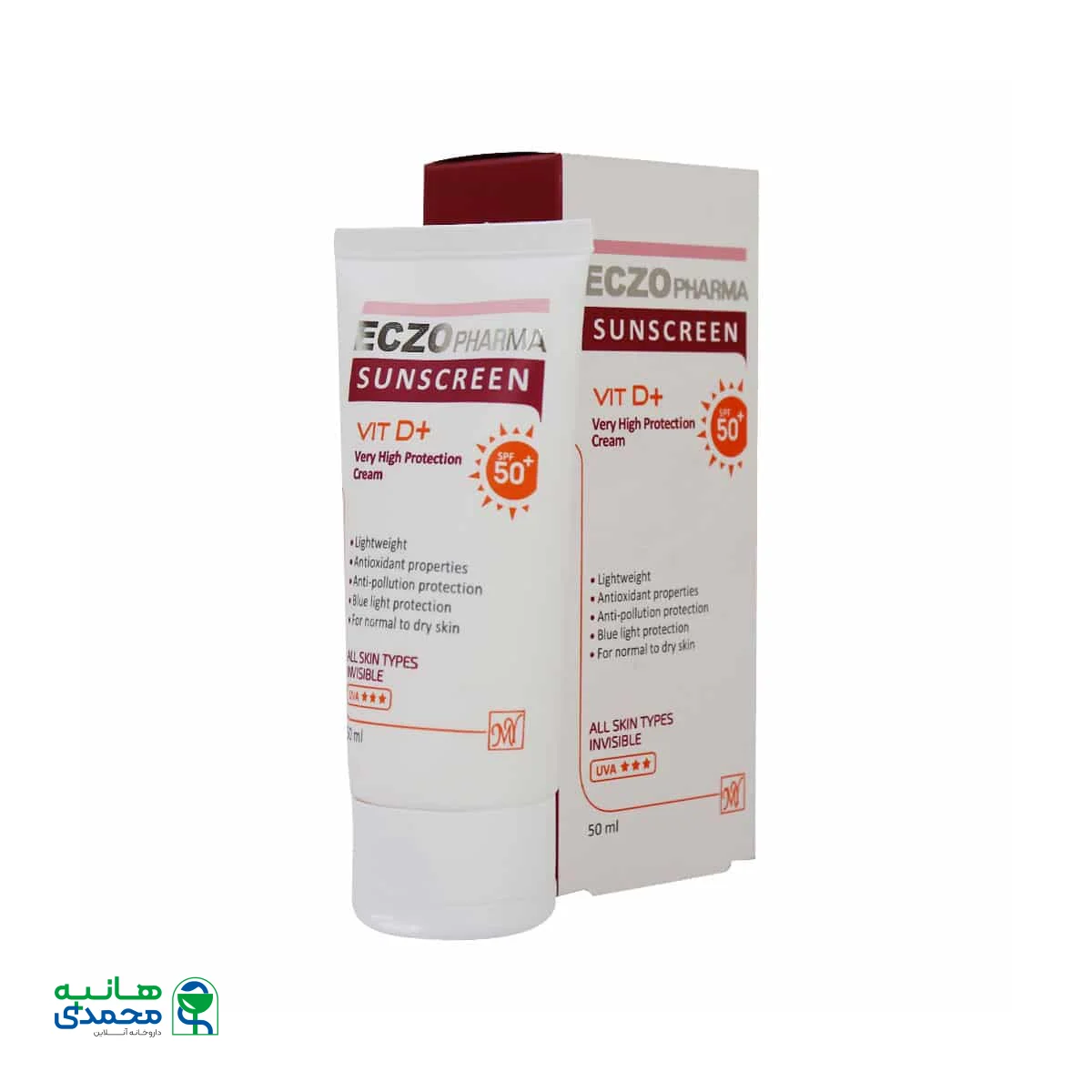 کرم ضد آفتاب رنگی SPF50 اگزوفارما مای فارما مناسب انواع پوست ۵۰ میلی لیتر - بی رنگ