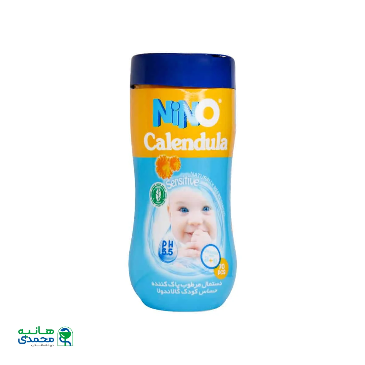 دستمال مرطوب پاک کننده کودک استوانه ای نینو حاوی کالاندولا
