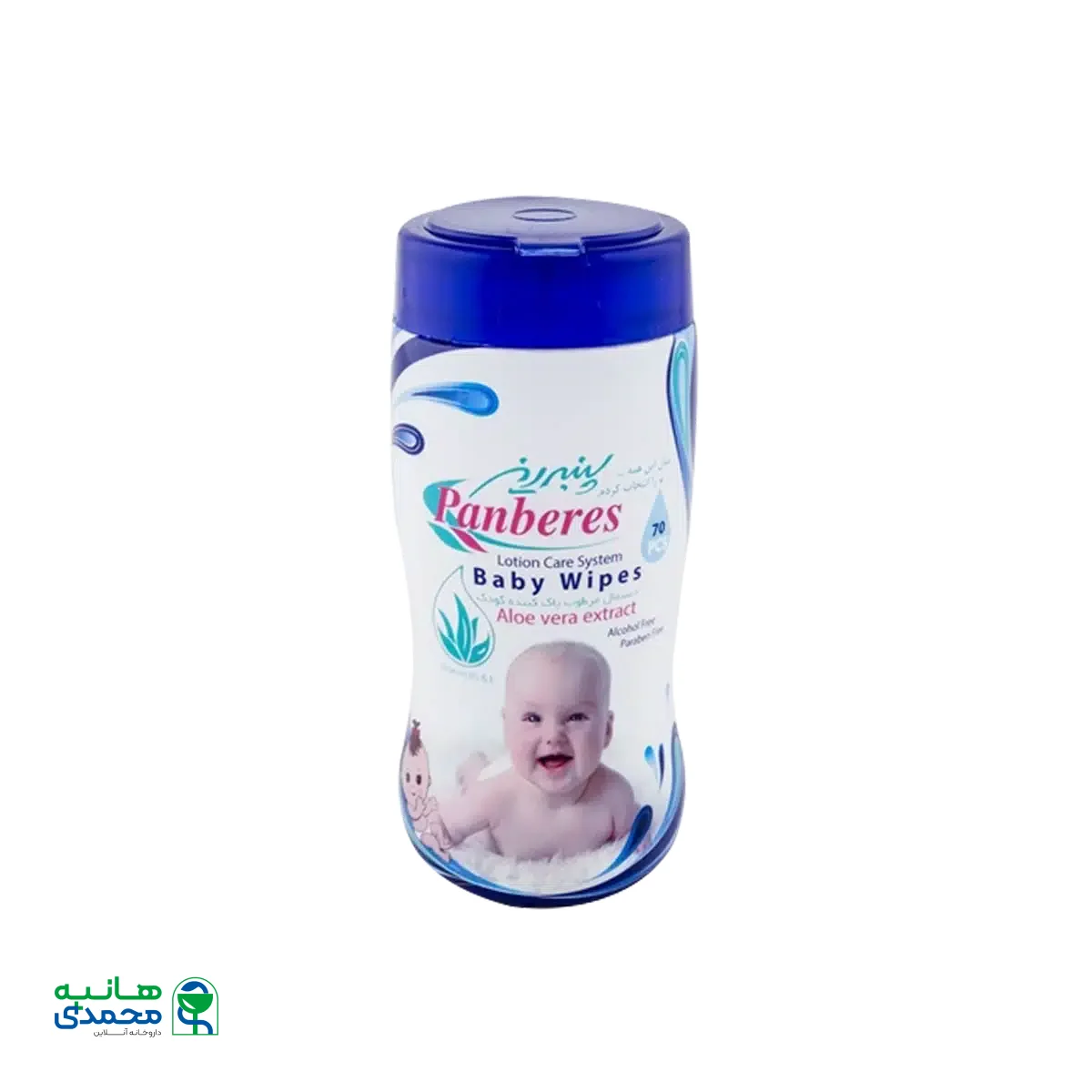 دستمال مرطوب استوانه ای کودک پنبه‌ ریز ۷۰ عددی