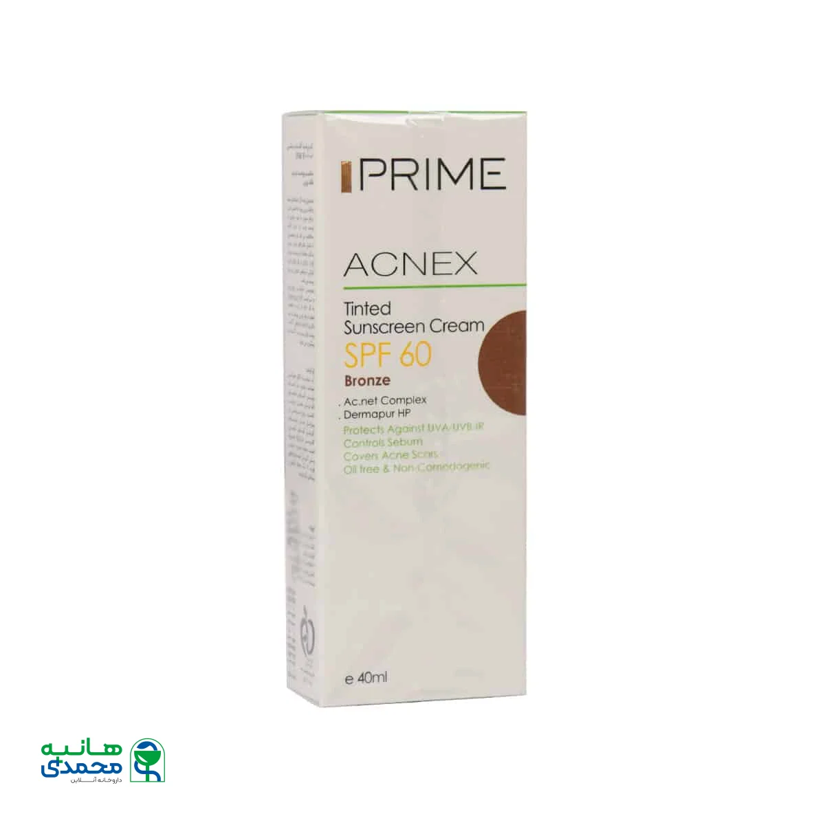 ضد آفتاب رنگی فاقد چربی پریم SPF60 مدل آکنکس