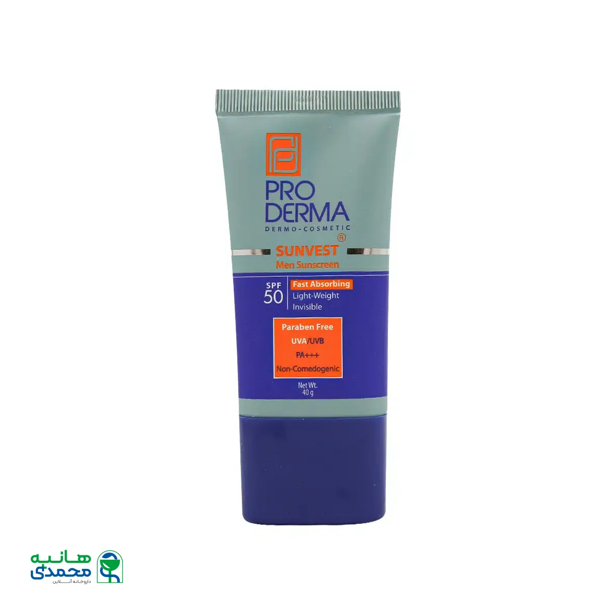 کرم ضد آفتاب فاقد چربی آقایان SPF50 پرودرما 40 میلی لیتر