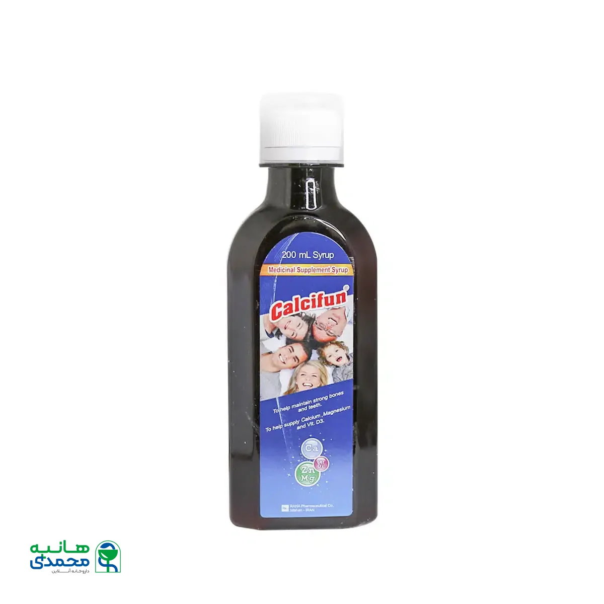 شربت کلسی فان رها حاوی کلسیم منیزیم ویتامین D3 و روی 200 میلی لیتر