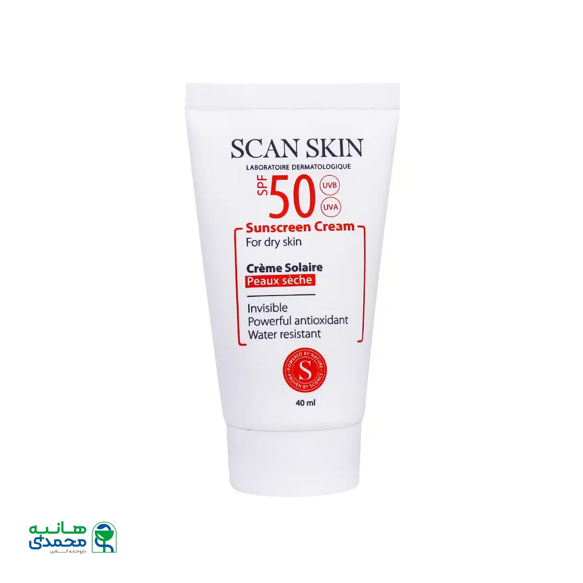 کرم ضد آفتاب بی رنگ پوست خشک SPF50 اسکن اسکین 40 میلی لیتر