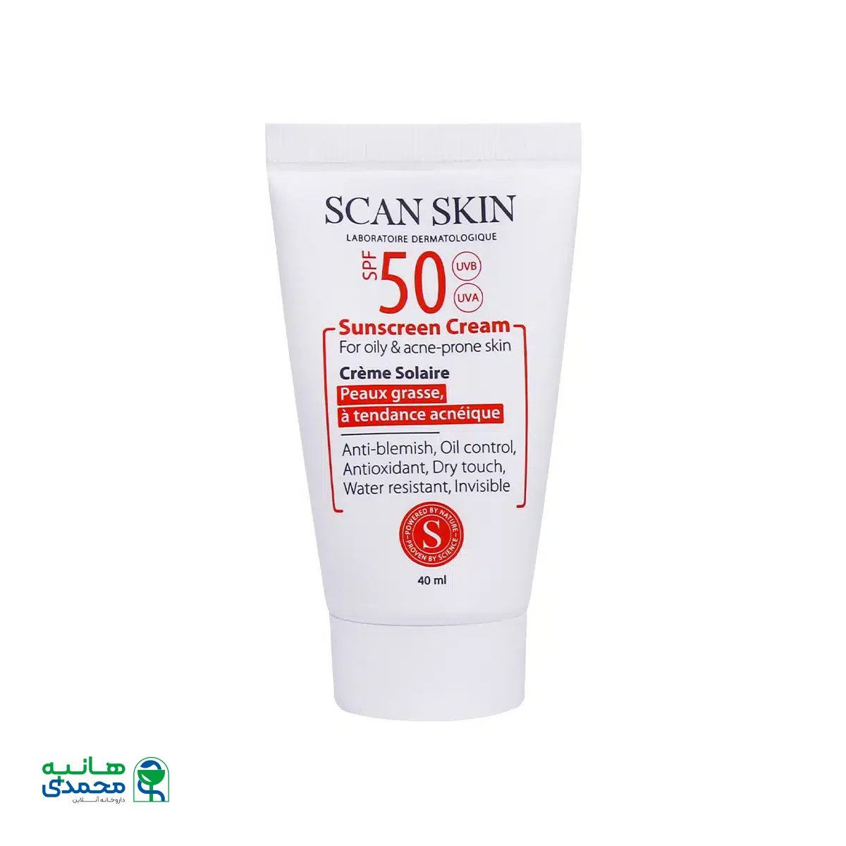 کرم ضد آفتاب پوست چرب و مستعد آکنه فاقد رنگ اسکن اسکین 40 میلی لیتر