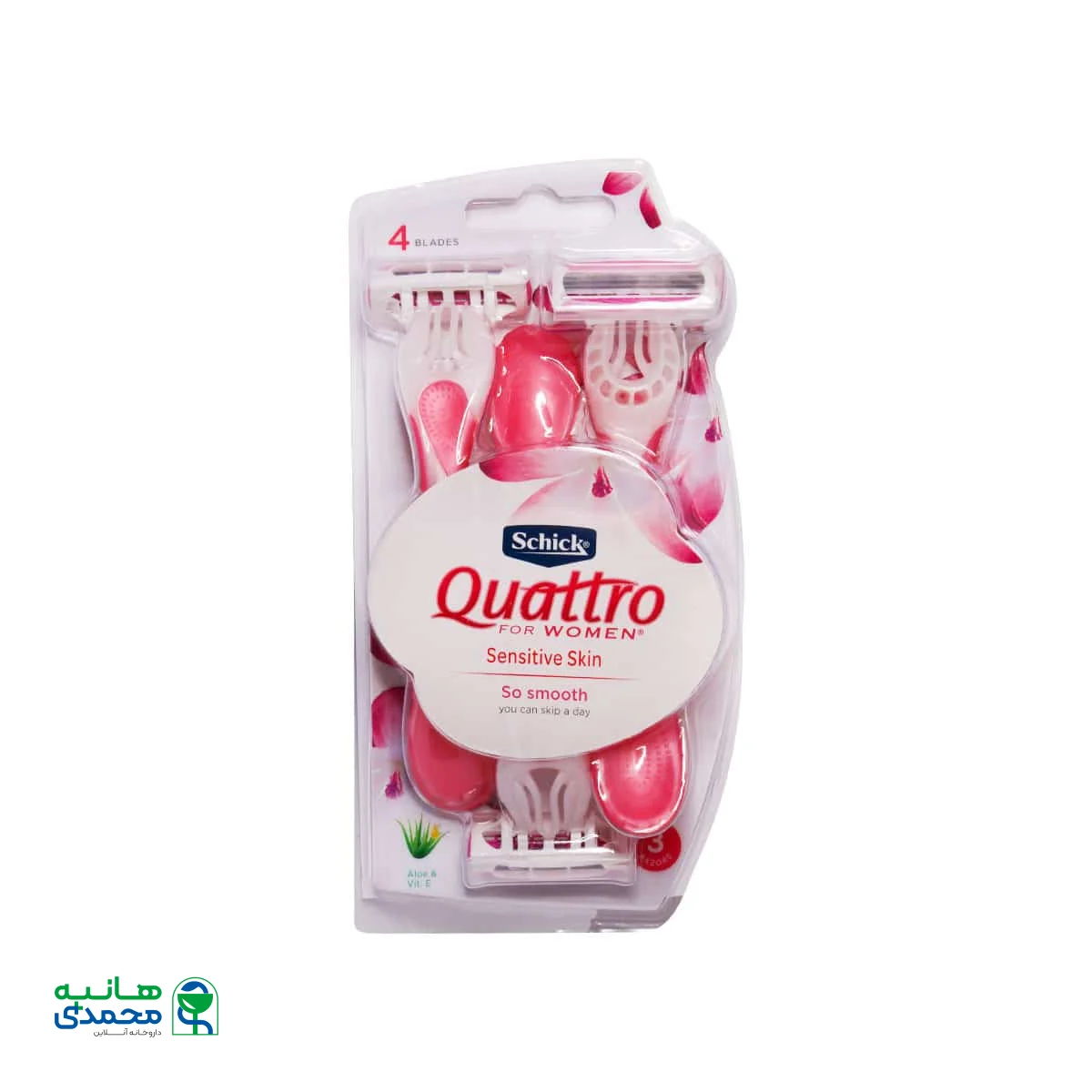 خودتراش زنانه 4 لبه کواترو شیک مناسب پوست حساس