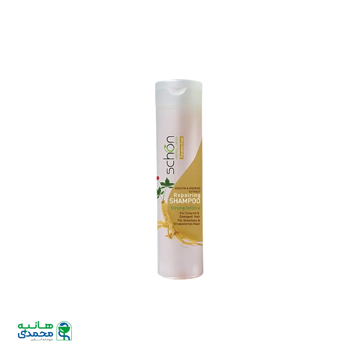 شامپو حجم دهنده شون حاوی عصاره جینسینگ و کراتین مناسب موهای آسیب دیده و رنگ شده ۴۰۰ میلی لیتر