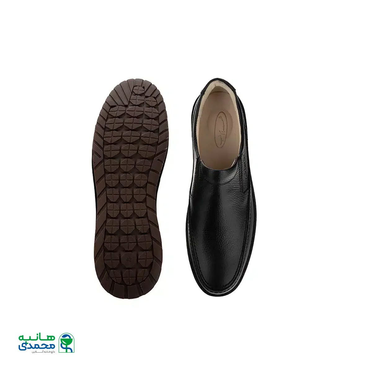کفش طبی مشکی مردانه شهرام طب مدل کلارک چرمی
