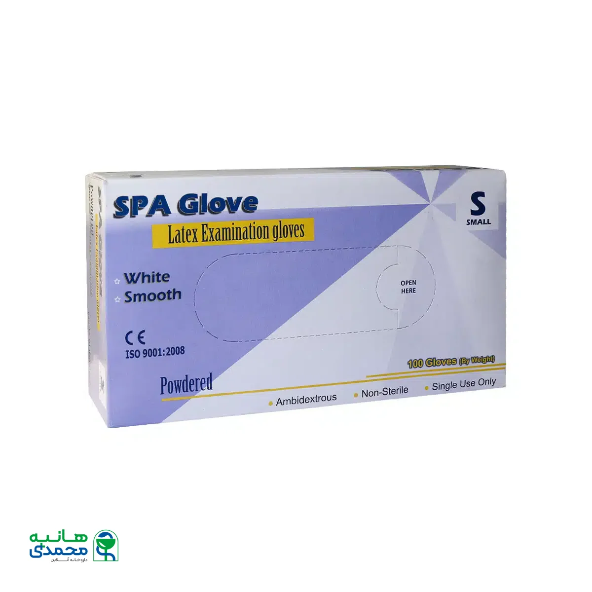دستکش لاتکس پودری اسپا گلاو 100 عدد